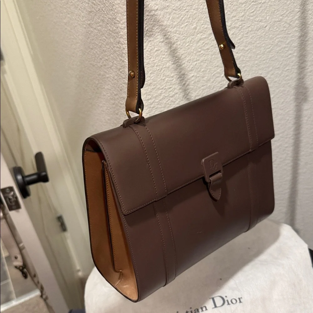 Dior Chocolate Brown Leather Briefcase